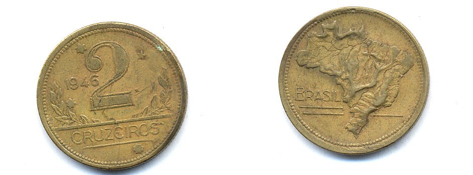 БРАЗИЛИЯ 2 КРУЗЕЙРО 1946 KM 559 алюминевая бронза 76-947
