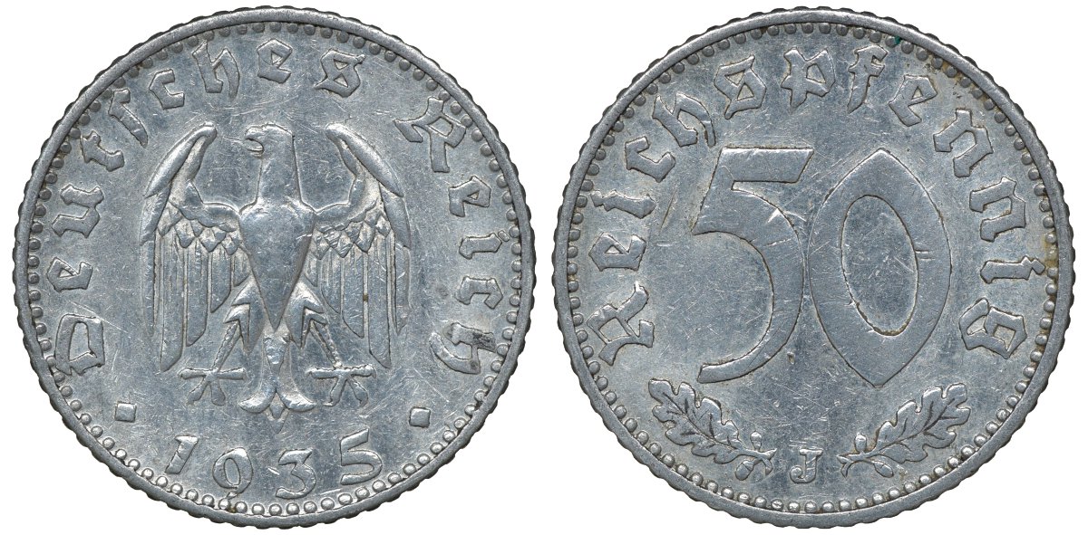 Германия 50 рейхспфеннигов 1935 J KM 87, J.368 алюминий 72-1246