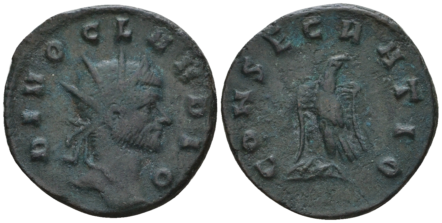 Римская Империя антониниан 270 Клавдий II Готский, посмертная чеканка, DIVO CLAVDIO, бюст императора / CONSECRATIO, орел, Рим RIC 266 биллон 1073-25-45