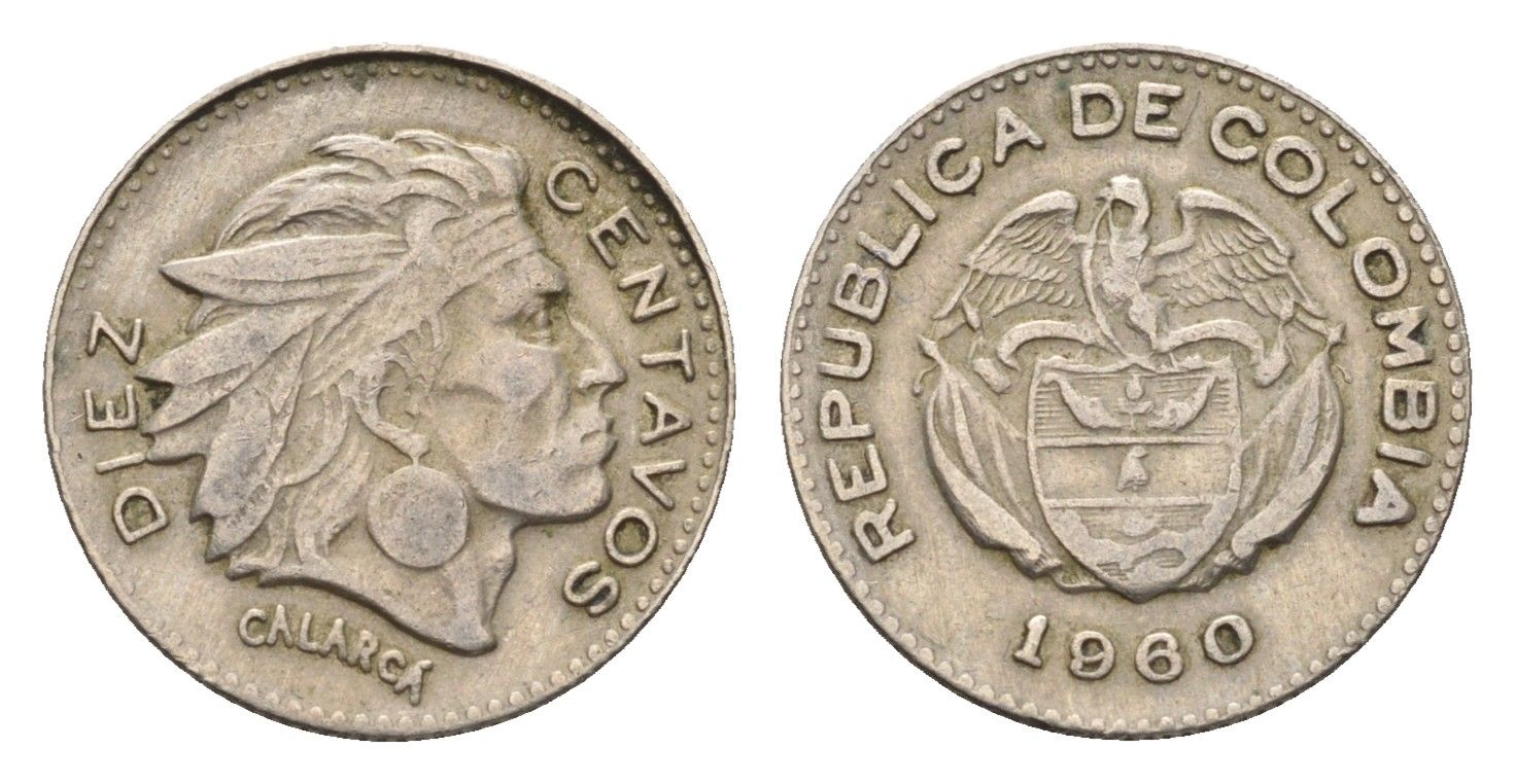 Колумбия 10 сентаво 1960 KM 212 медно-никель 4679-143