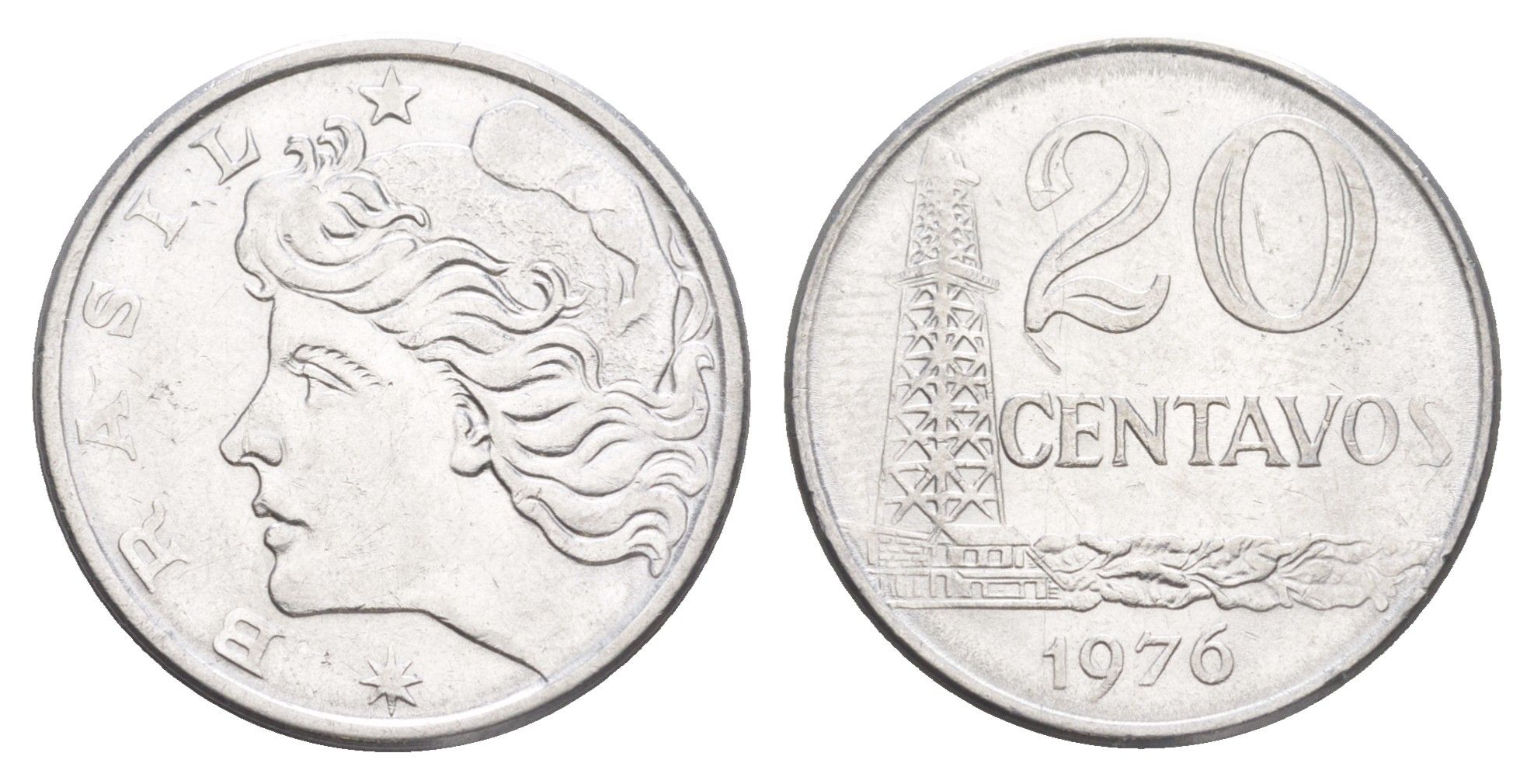 Бразилия 20 сентаво 1976 KM 579.1a нержавеющая сталь UNC 4642-1046