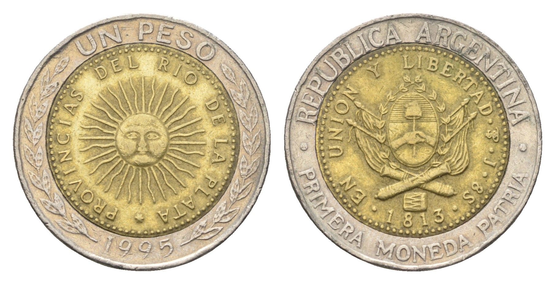 Аргентина 1 песо 1995 KM 112 биметалл 4663-636
