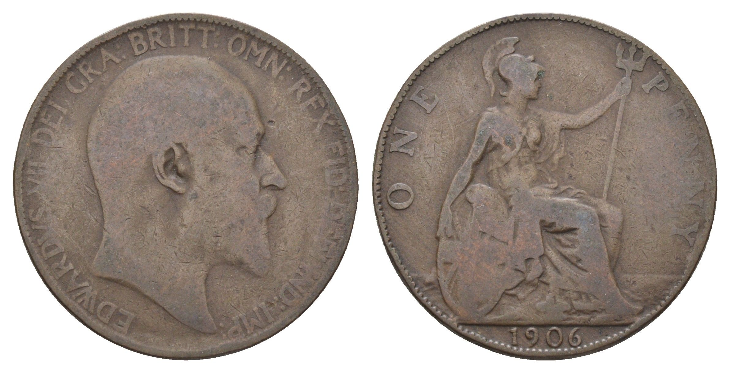 Великобритания 1 пенни 1906 Эдуард VII (1901-1910) KM 794.2, Spink 3990 бронза 4661-513