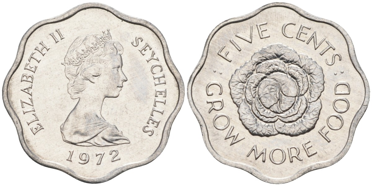 Сейшельские острова 5 центов 1972 FAO, цветок, Елизавета II KM 18 алюминий UNC 4588-639