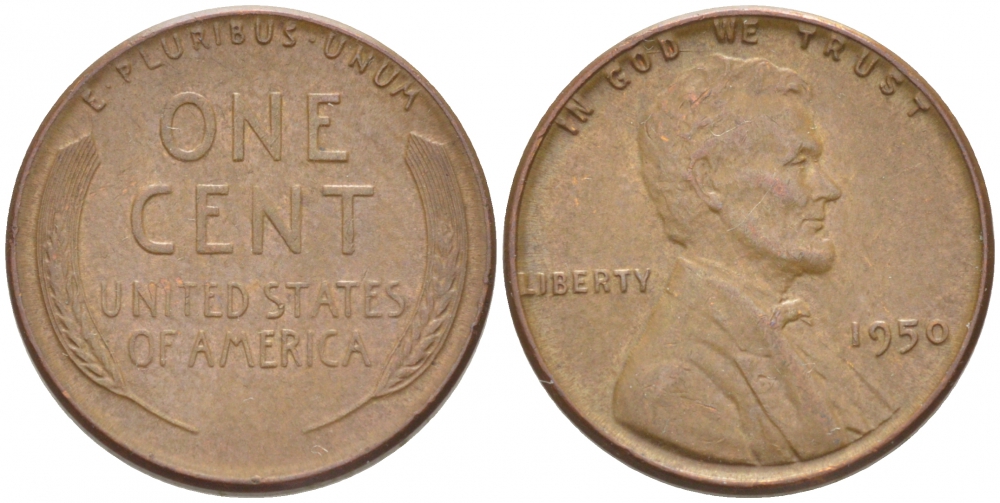 США 1 ЦЕНТ 1950 ЛИНКОЛЬН KM А132 медь цинк 3309-239