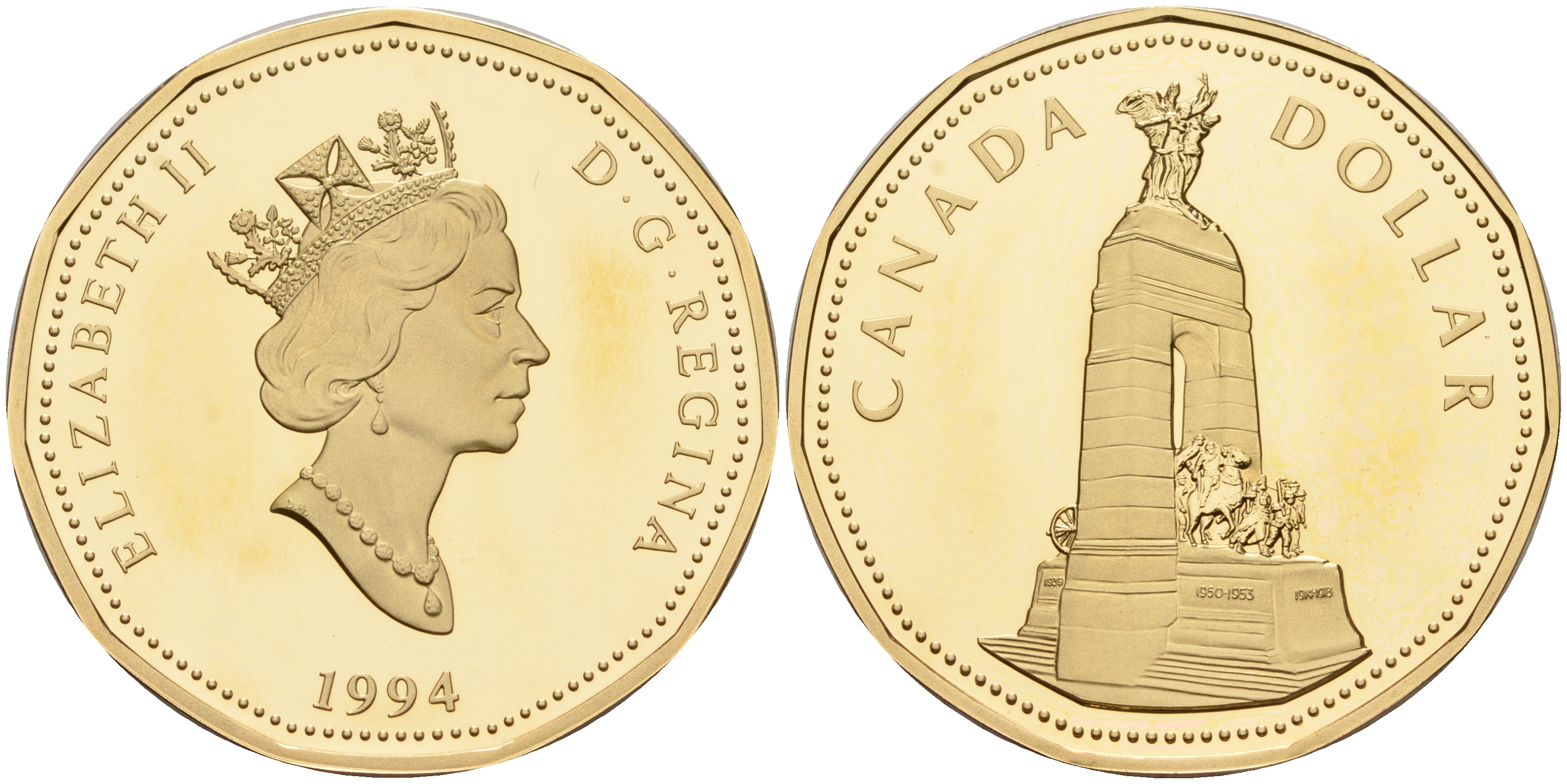 Канада 1 доллар 1994 мемориал воинам КМ 248 никель плакированный бронзой  PROOF  5-6-1-35