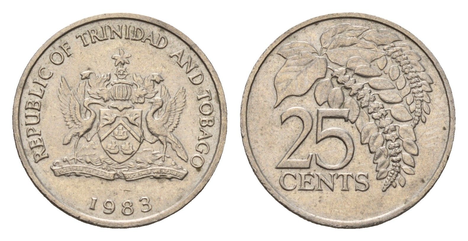 Тринидад и Тобаго 25 центов 1983 цветок дикая пуансеттия KM 32 медно-никель UNC 4669-822