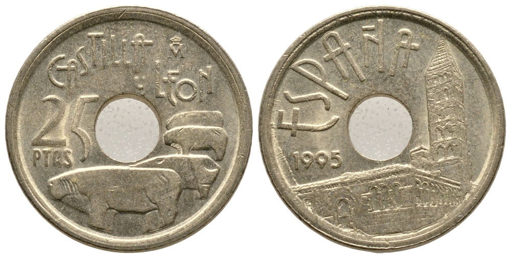Испания 25 песет 1995 Кастилья и Леон (Castilla y Leon), Хуан Карлос I (1975-2014) KM 948 латунь 4609-368