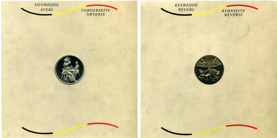 Бельгия набор из 24 монет + жетон монетного двора 1982-1988 Belgie-Belgique, королевский монетный двор Бельгии, в оригинальном буклете, в запайке, тираж 10000 экземпляров, Overbruggingsset + маркер    BUNC  6-5-3-18