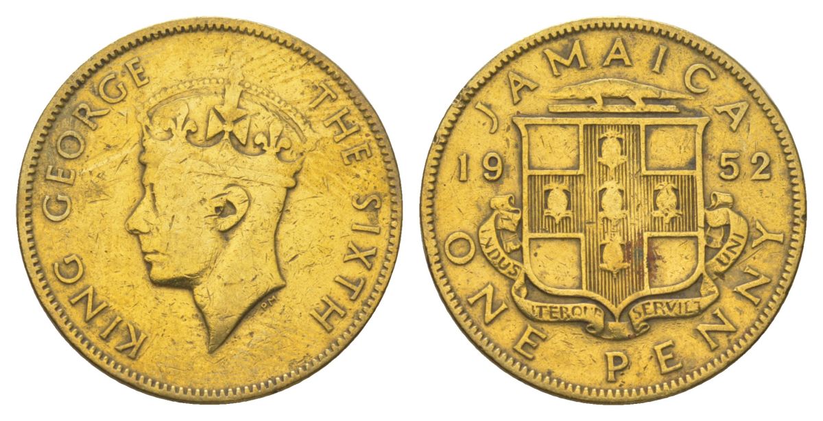 Ямайка 1 пенни 1952 KM 35 никель латунь 4628-621