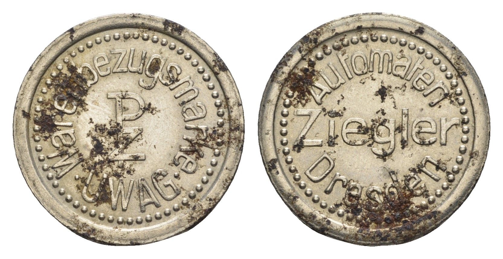 Германия, Дрезден жетон для автомата ND диаметр 21 мм, вес 3,7 гр никель 4387-355