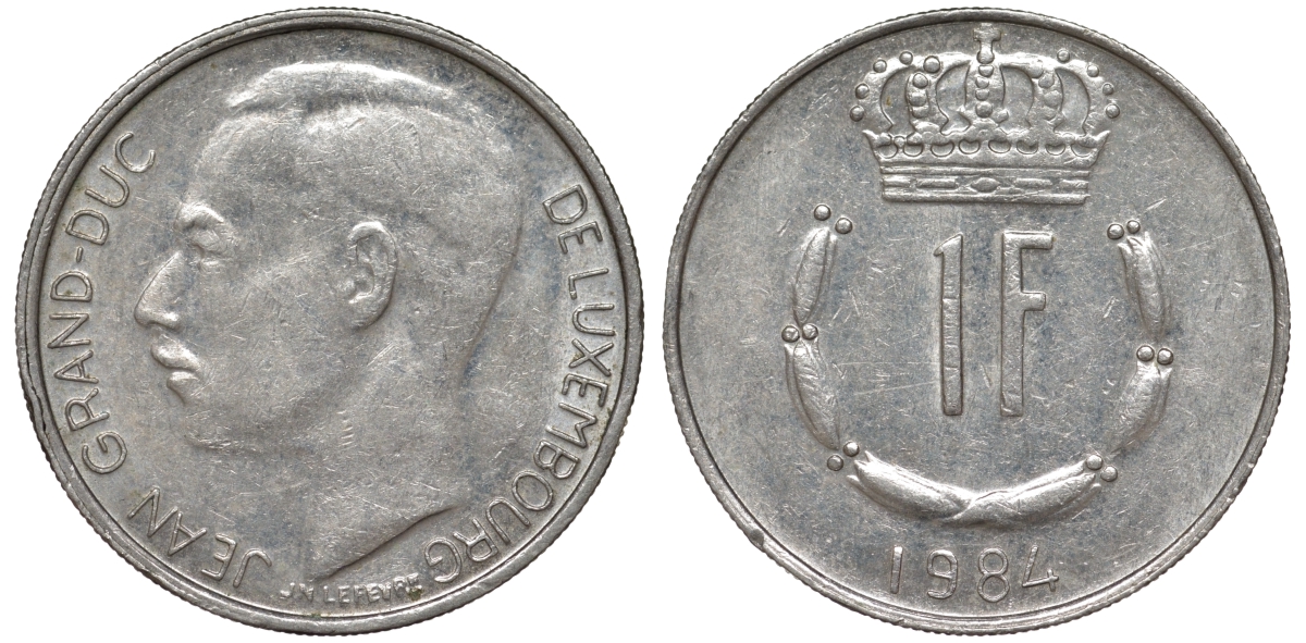 Люксембург 1 франк 1984 KM 55 медно-никель 4143-125