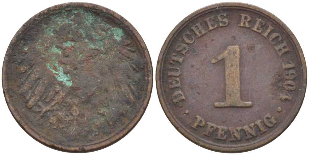 ГЕРМАНИЯ 1 ПФЕННИНГ 1904 KM 10, J. 10 медь 201-919