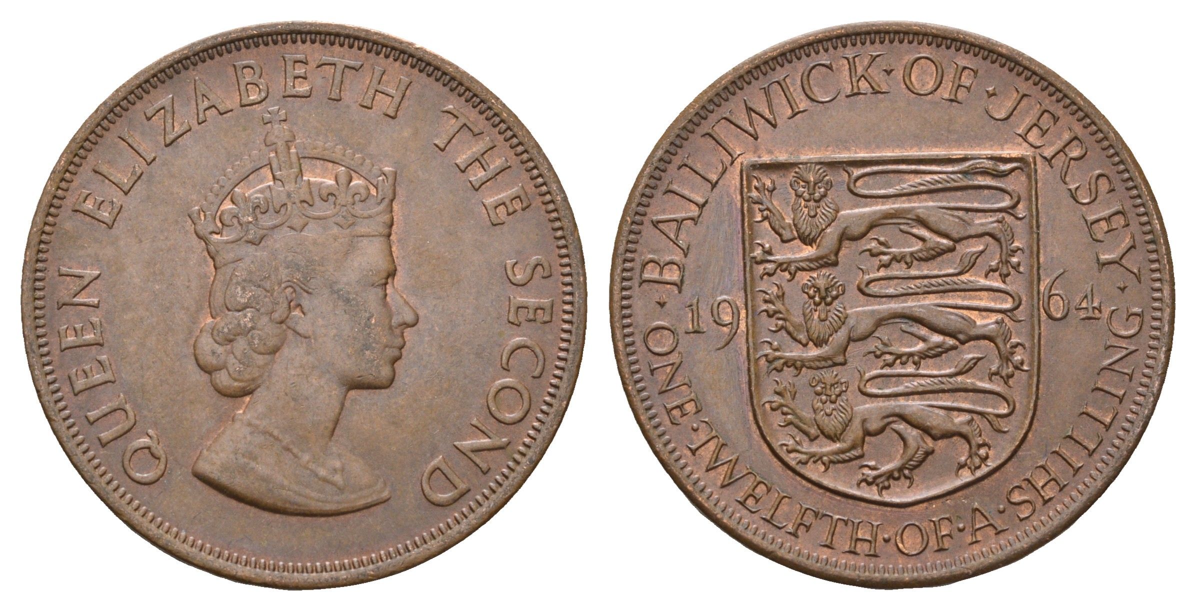 Джерси 1/12 шиллинга 1964 Елизавета II (1952-2022) KM 21 бронза 4178-1136
