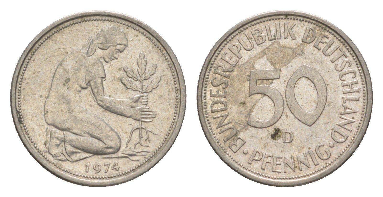 ФРГ 50 пфеннигов 1974 D KM 109, J. 384 медно-никель 4613-1131
