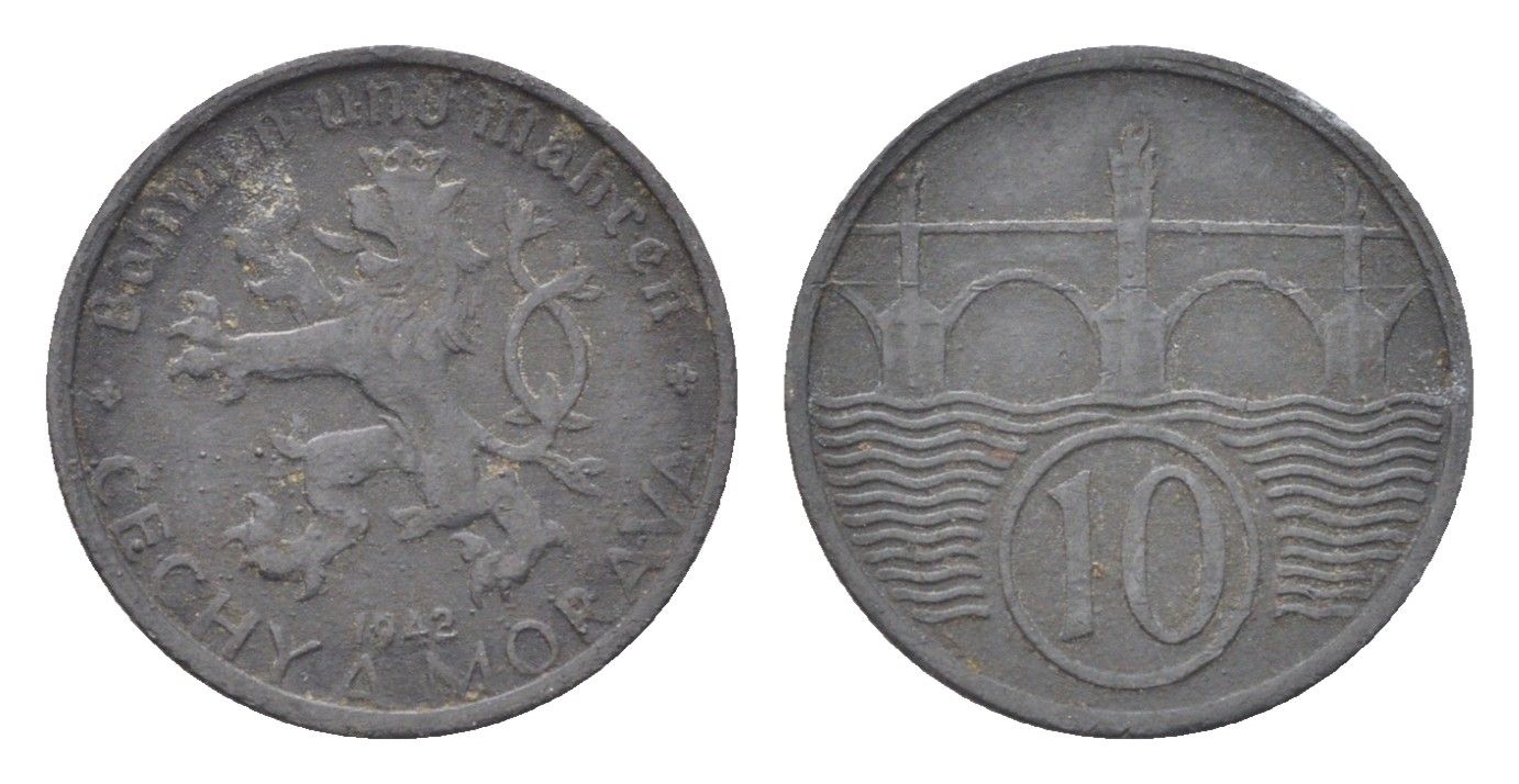 Богемия и Моравия 10 геллеров 1942 KM 1 цинк 4705-738