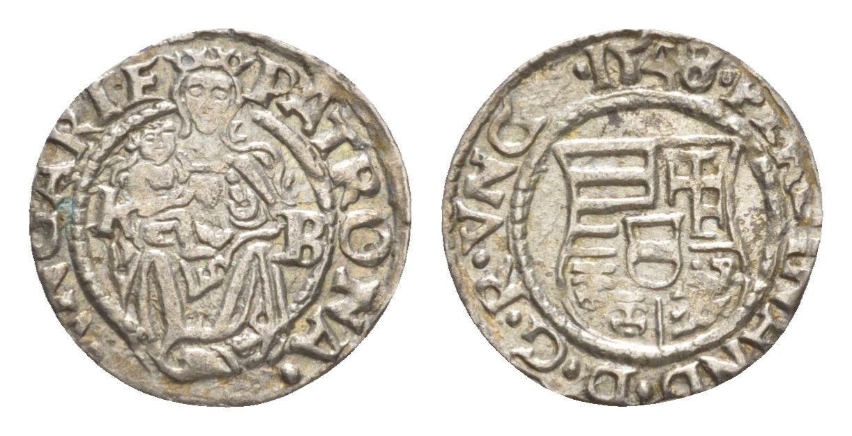 Венгрия 1 денар 1548 KB, Фердинанд I (1526-1564), мадонна с младенцем серебро EH 745a серебро 650-822