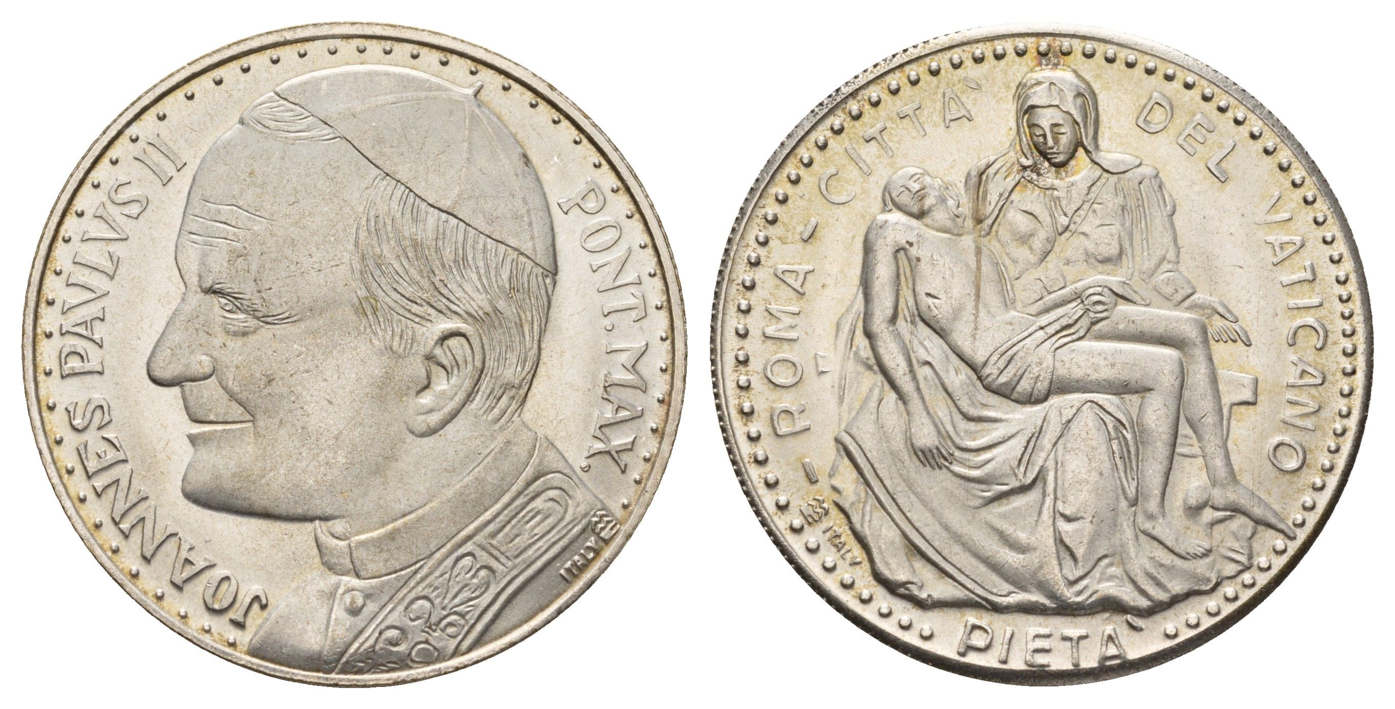 Ватикан медаль в честь избрание папой римским Иоанна Павла II ND (1978) Иоанн Павел II, Пьета Микеланджело, диаметр 35 мм, вес 15,8 гр медно-никель плакированный серебро 4667-1246