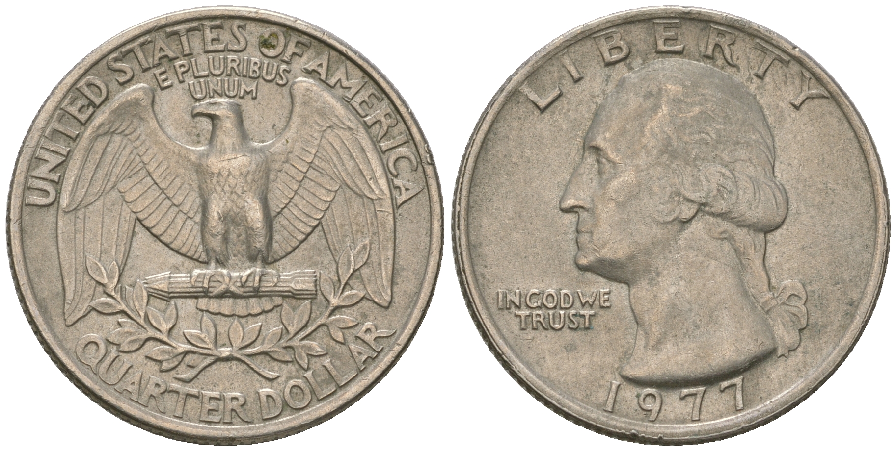 США 25 центов (квотер) 1977 Вашингтон KM A164a медь плакированная медно-никелем 4622-716