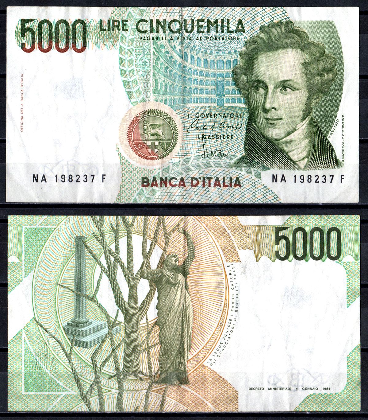 Италия 5000 лир 1985 Pick 111a бумага 6266-18-1-2