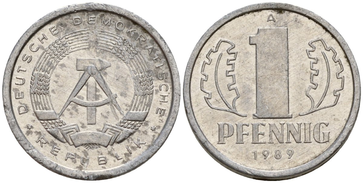 ГДР 1 пфенниг 1989 A KM 8.2 алюминий 192-639