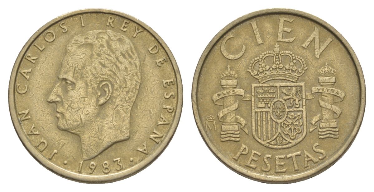 Испания 100 песет 1983 KM 826 алюминиевая бронза 4633-431