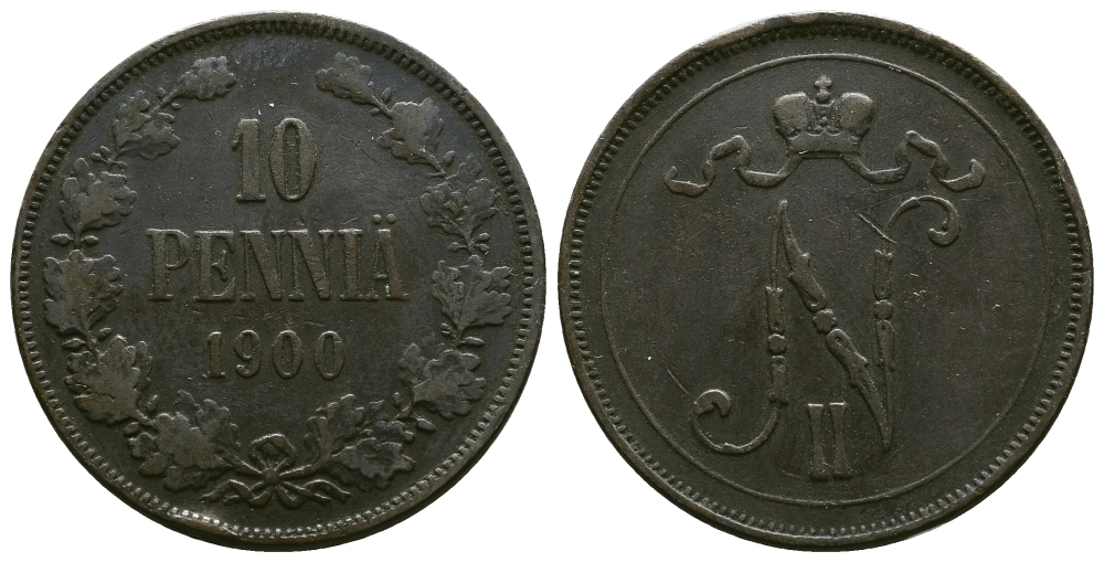 РОССИЯ ДЛЯ ФИНЛЯНДИИ 10 ПЕННИ 1900 Биткин 428 медь 4381-114