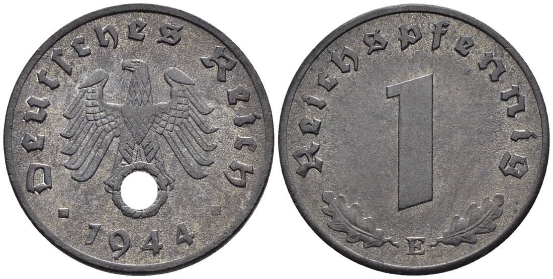 Германия 1 рейхспфенниг 1944 E KM 97, J. 369 цинк 4547-251