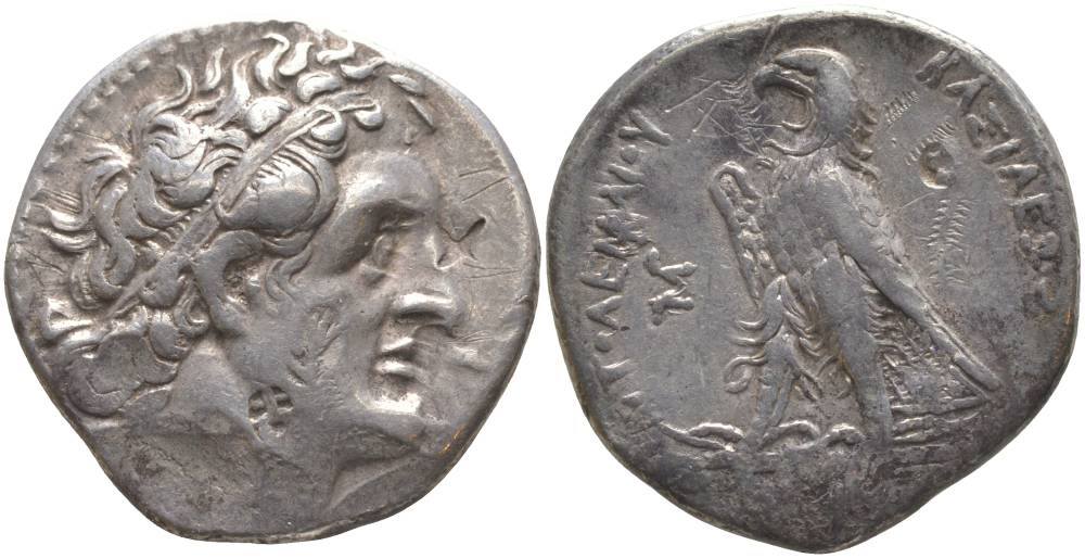 Египет, Государство Птолемеев тетрадрахма 285-260 гг. до н.э. Птолемей II Филадельф, голова Птолемея I Сотера, основателя династии / орел, греческая легенда "ЦАРЯ ПТОЛЕМЕЯ", Александрия, 13,90 гр Svoronos 548 серебро 1073-8-33