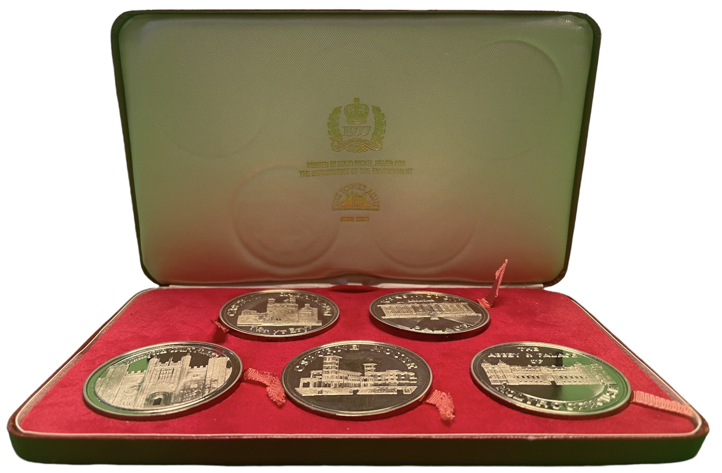 Англия набор из 5 медалей 1977 королевские резиденции медно-никель PROOF 7-4-51