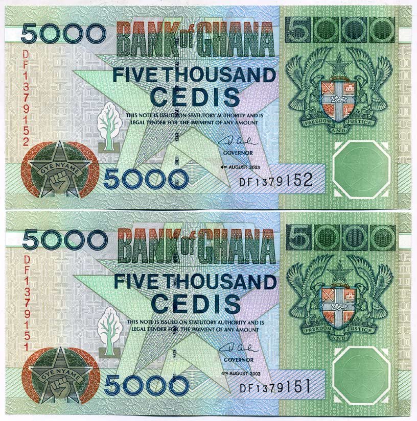 Гана 5000 седи 2003 4 августа 2003, корабли в порту, сплав древесины Pick 34i бумага UNC (пресс) 448-19-3