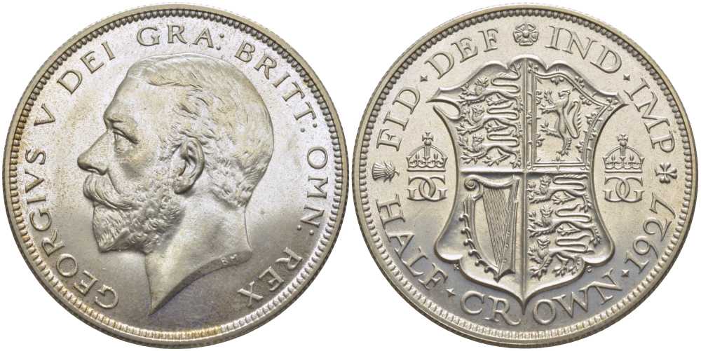 Великобритания 1/2 кроны 1927 Георг V (1910-1936), четвертый выпуск, тираж 15000 экземпляров KM 835, Spink 4037 серебро  PROOF 00-802-28