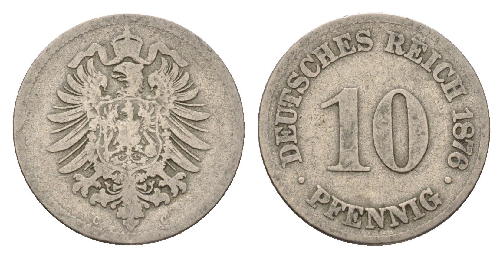 Германия 10 пфеннигов 1876 C, Вильгельм I (1871-1888) KM 4, J. 4 медно-никель 4636-539