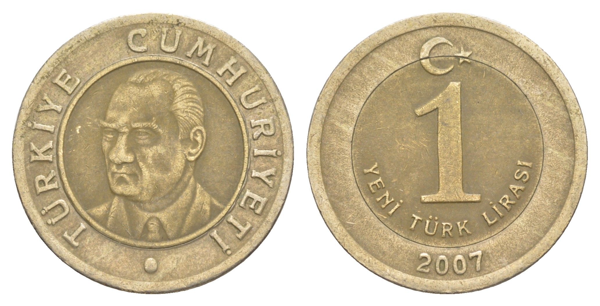 Турция 1 лира 2007 Кемаль Ататюрк KM 1169 биметалл 4648-812