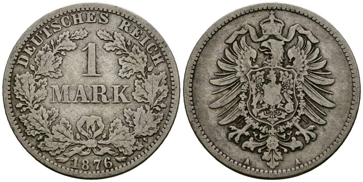 Германия 1 марка 1876 A KM 7 серебро 4172-415