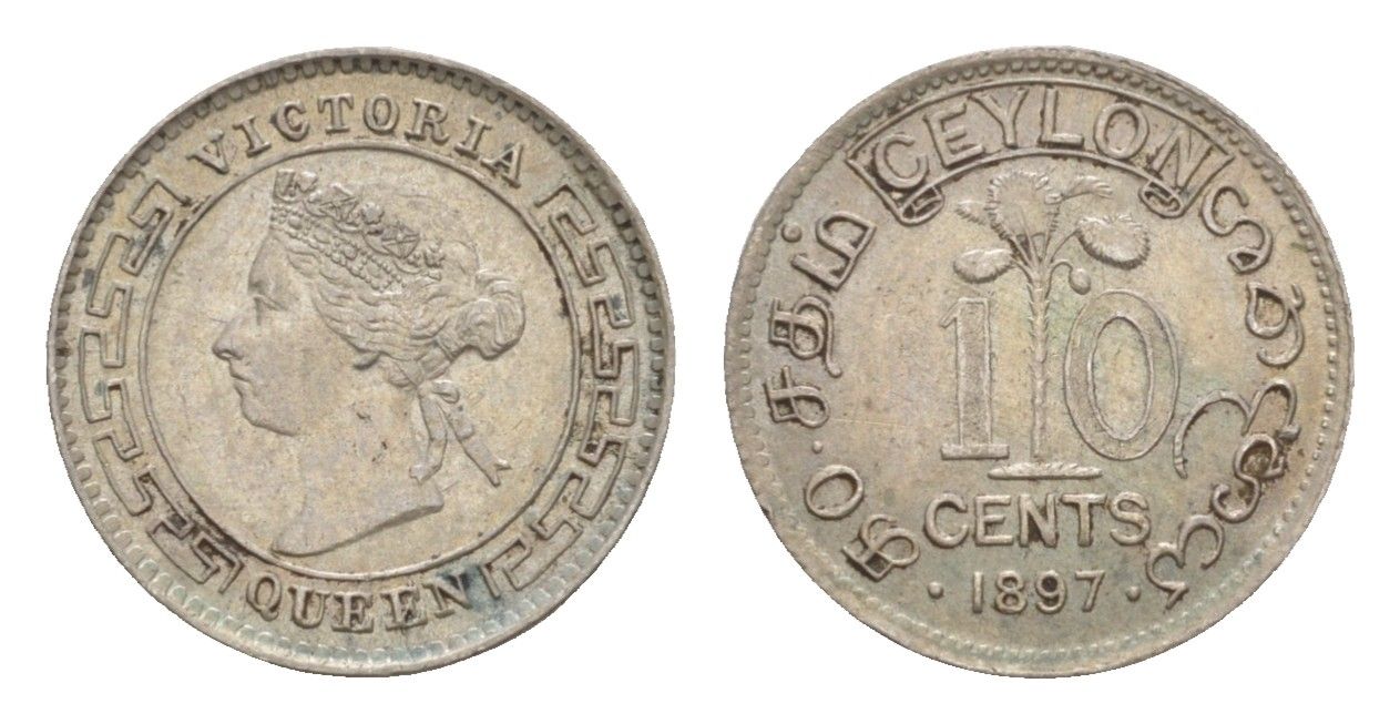 Цейлон 10 центов 1897 Виктория (1837-1901) KM 94 серебро  aUNC  1527-1331