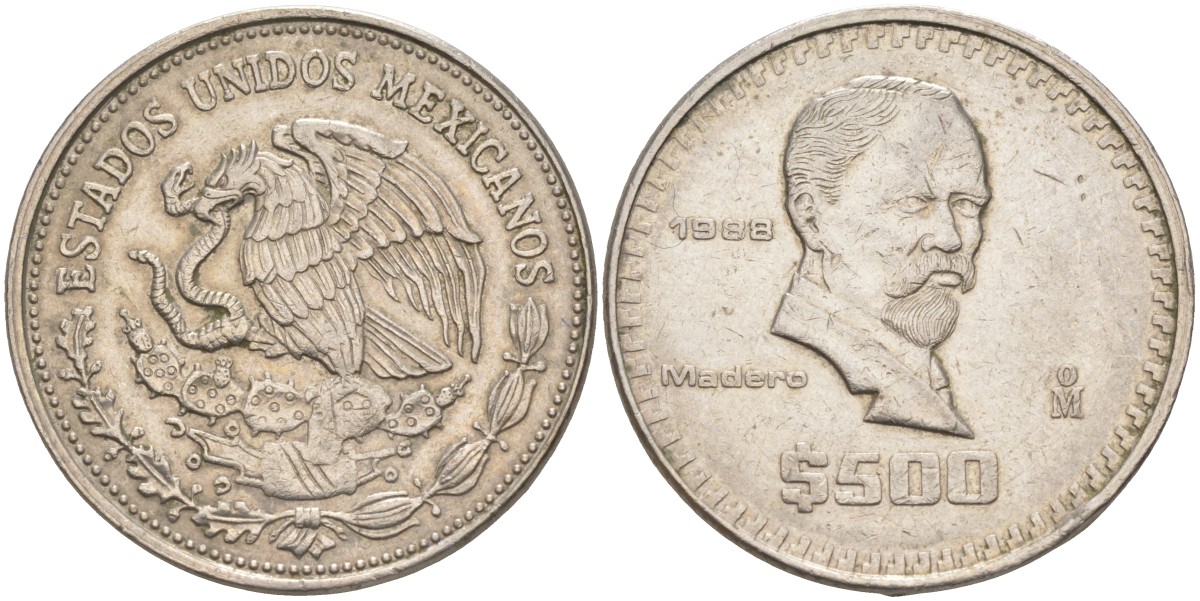 Мексика 500 песо 1988 KM 529 медно-никель 3855-1246