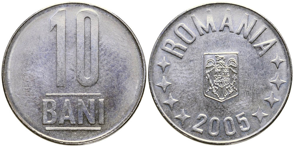 Румыния 10 бань (бани) 2005 KM 191 сталь плакированная никелем 26-1654