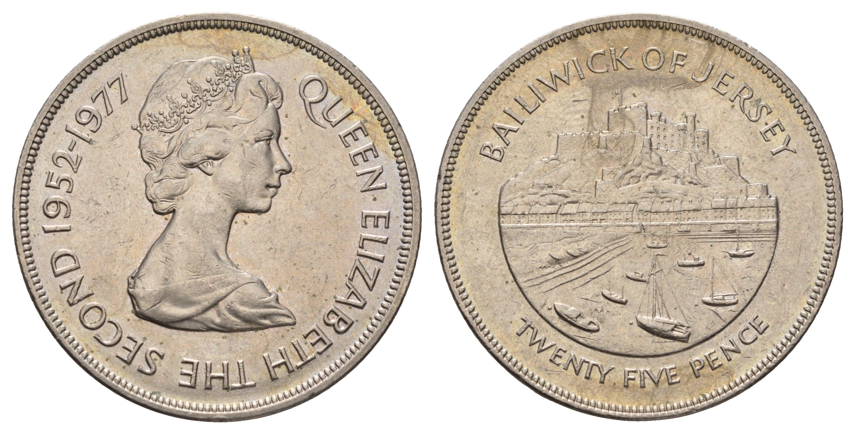 Джерси 25 пенсов 1977 25 лет правления Елизаветы II KM 44 медно-никель 1066-7-22