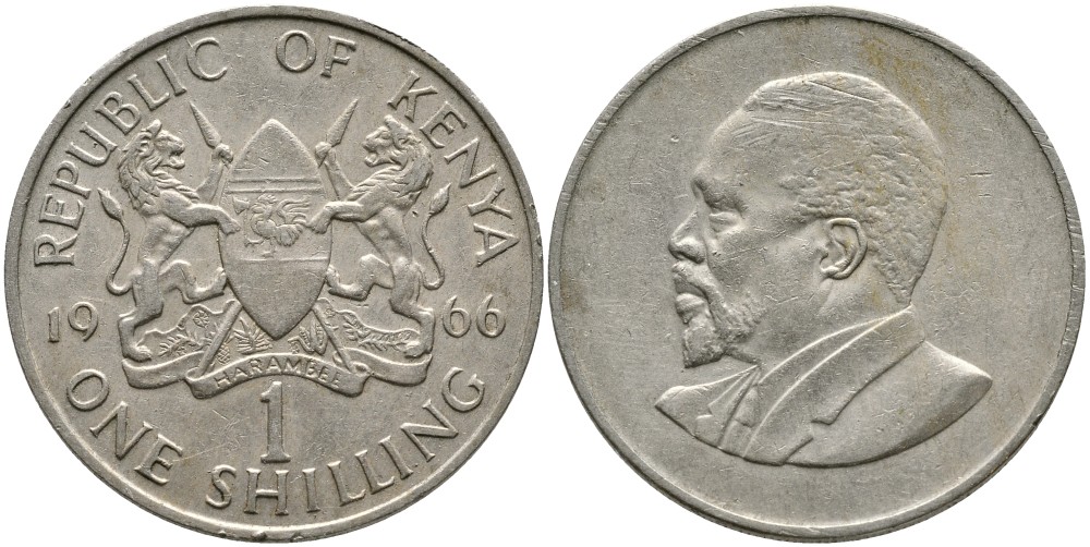 Кения 1 шиллинг 1966 Джомо Кениата KM 5 медно-никель 4529-952