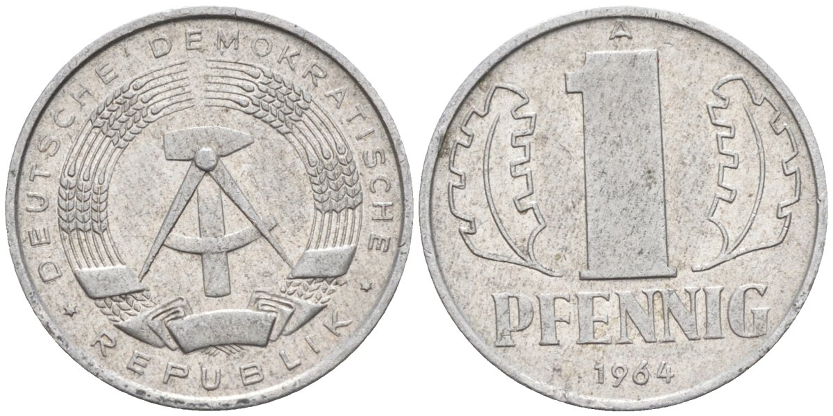 ГДР 1 пфенниг 1964 А KM 8.1 алюминий 4585-832