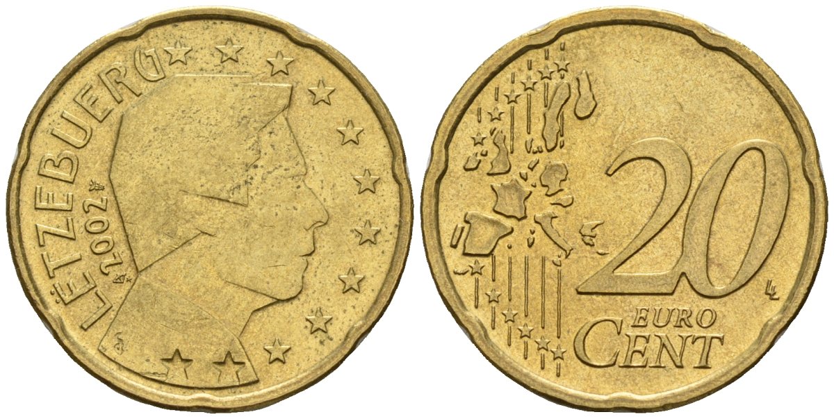 Люксембург 20 евроцентов 2002 KM 79 нордик 4148-726