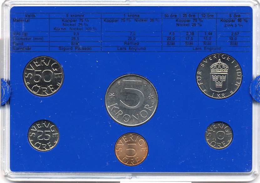 Швеция набор монетного двора из 6 монет 1984 в пластике, Карл XVI Густав (1973- ) KM MS31 UNC 5-4-2-41