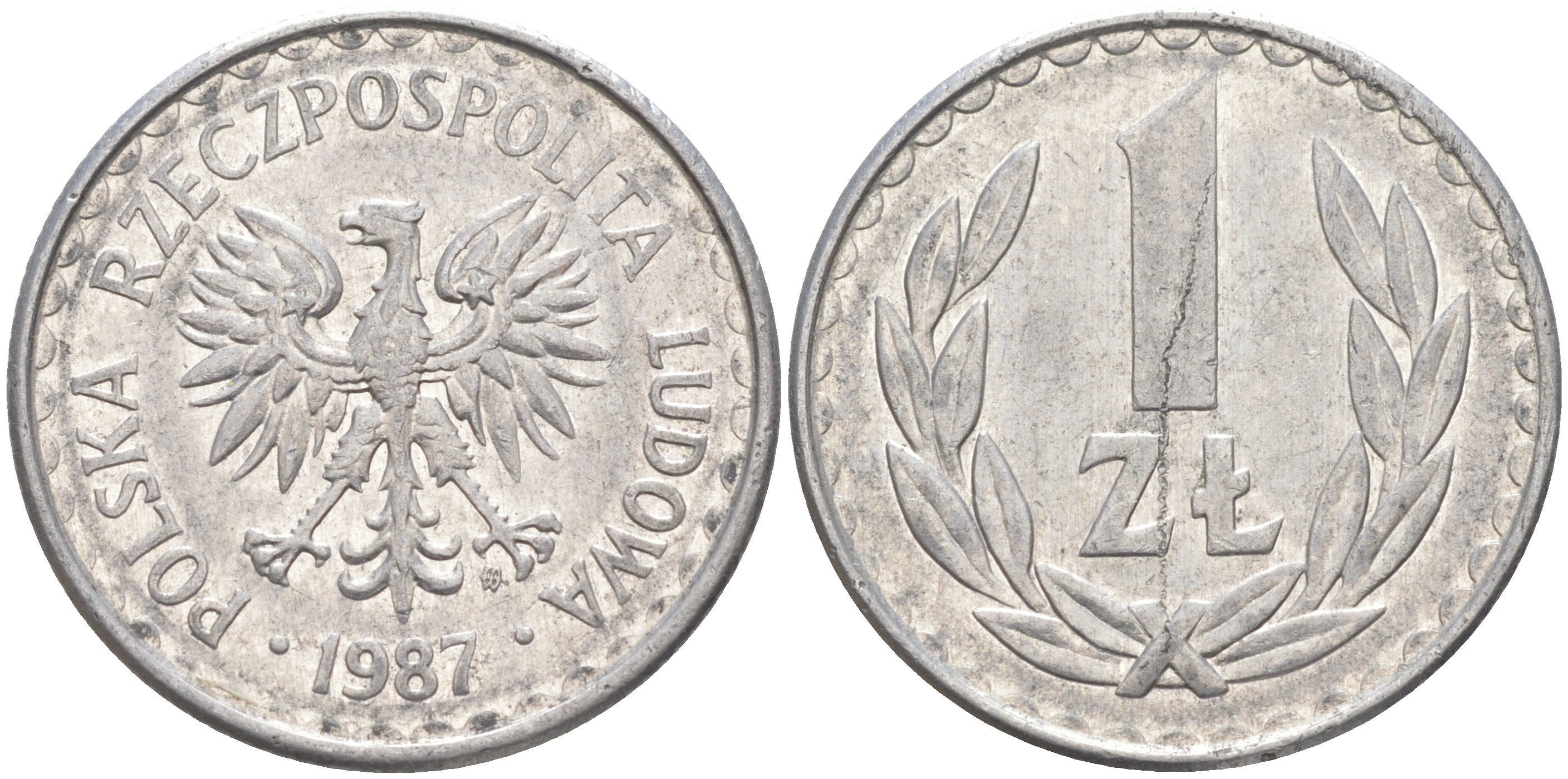 ПОЛЬША 1 ЗЛОТЫЙ 1987 MW KM 49.2 алюминий 106-543