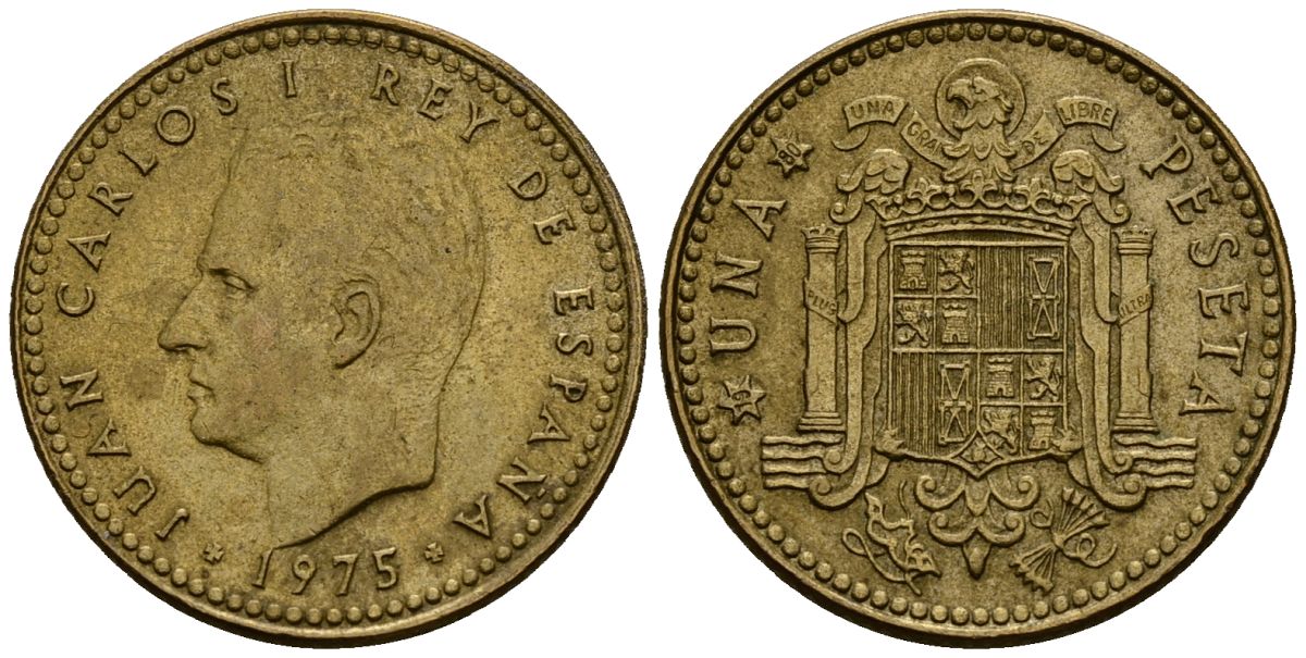 Испания 1 песета 1975 Хуан Карлос I (1975-2014) KM 806 алюминиевая бронза 4176-346
