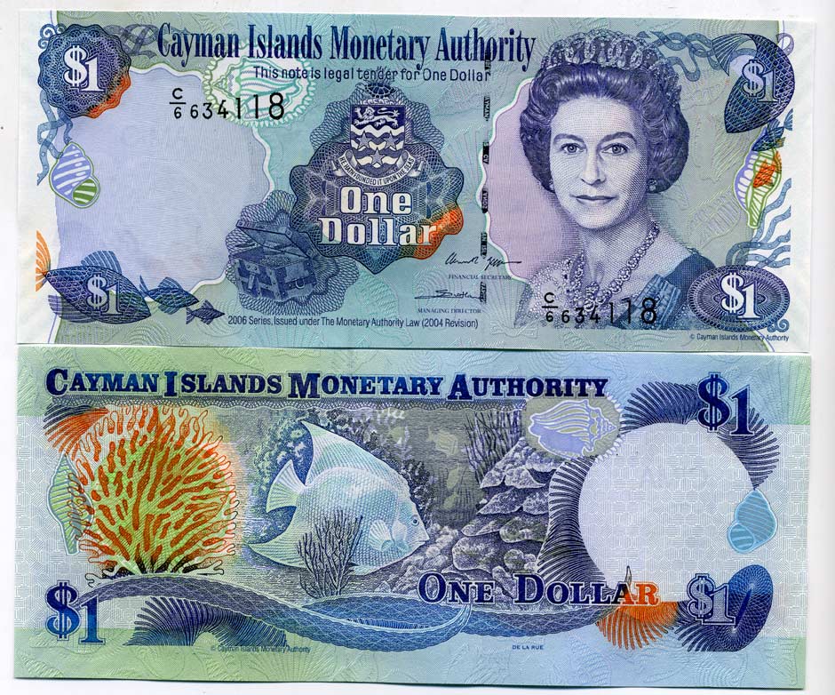 Каймановы острова 1 доллар 2006 Елизавета II (1952-2022), рыбка, серия С/6 Pick 33c бумага UNC (пресс) 00-00
