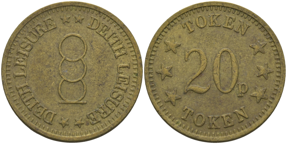 АНГЛИЯ 20 ПЕНСОВ ND ТОКЕН, DEITH LEISURE латунь 98-852