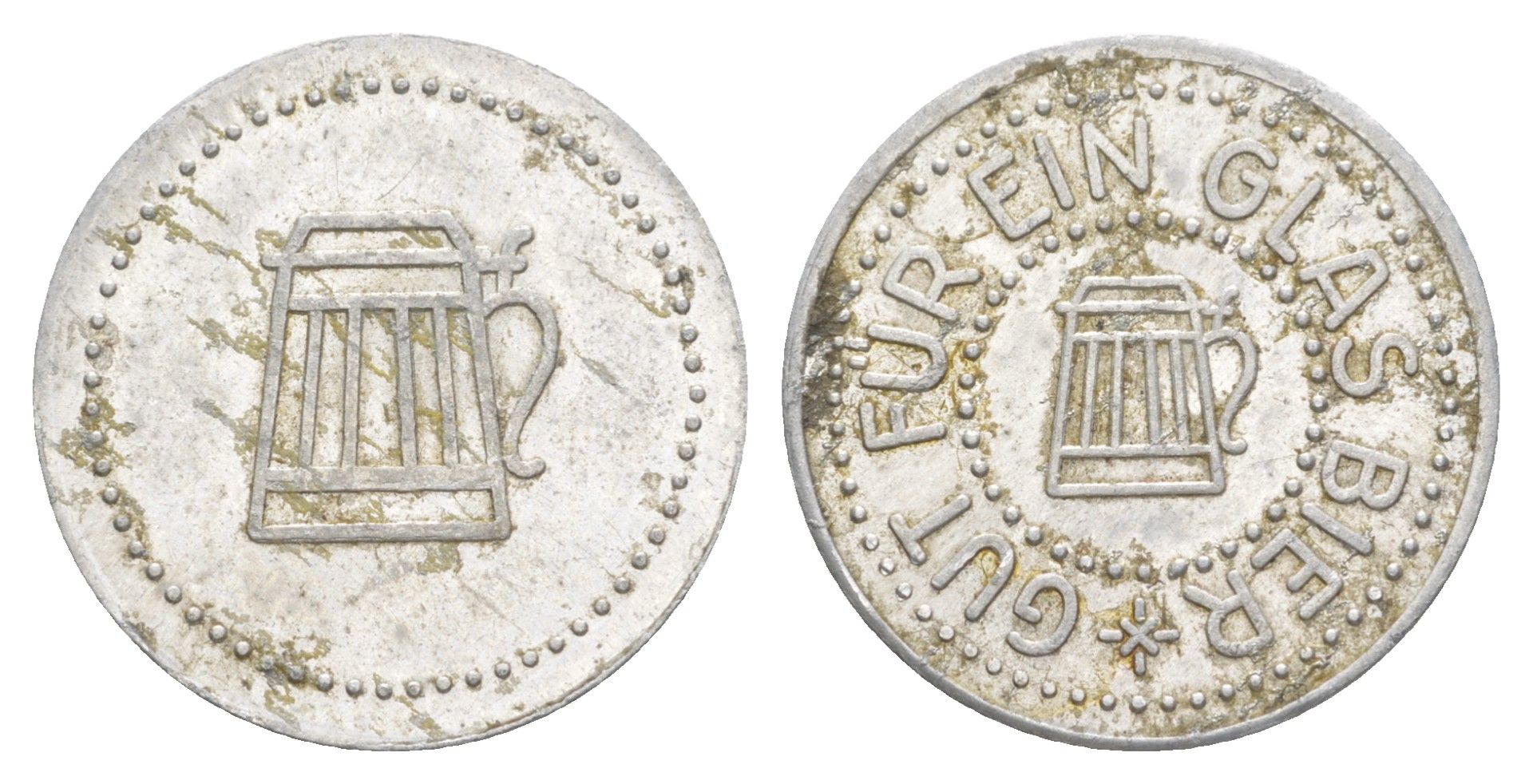 Германия жетон в 1 "стакан пива" ND диаметр 24 мм, вес 1,1 гр алюминий 4638-815