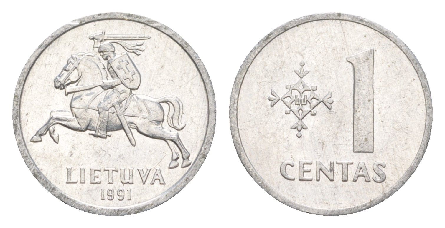 Литва 1 цент 1991 KM 85 алюминий UNC 4115-721