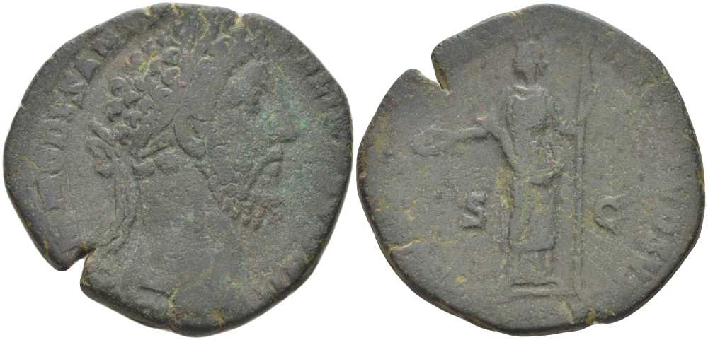 Римская Империя сестерций 190 Коммод, M COMMODVS ANT P FELIX AVG BRIT / CONC COMMODI P M TR P XVI COS VI S C, Рим, (степень редкости R) RIC 585 бронза 1073-7-51